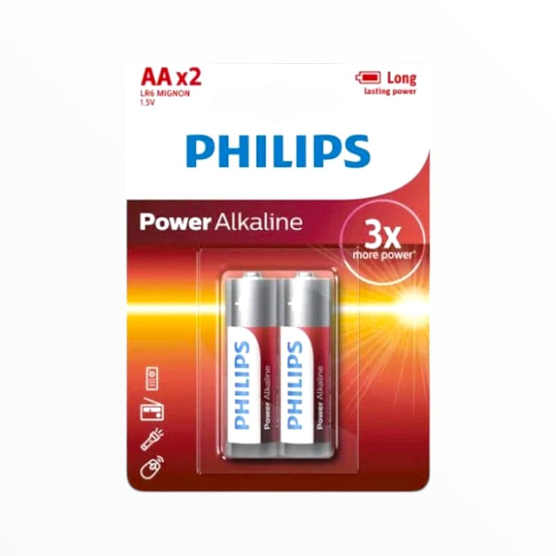 PHILIPS 2 PACK AA BATTERIES Philips Power Alkaline AA Batteries LR6P2B/40 – 2 Pack