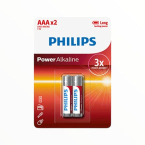 PHILIPS 2 PACK AAA BATTERIES Philips Power Alkaline AAA Batteries (2-Pack) | LR03 1.5V Long-Lasting SM09537