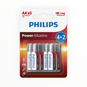 PHILIPS 6 PACK AA BATTERIES Philips Power Alkaline AA Batteries LR6P6B/40 – 6 Pack
