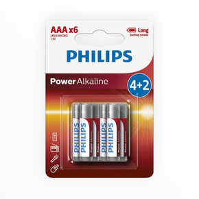 PHILIPS 6 PACK AAA BATTERIES Philips Power Alkaline AAA Batteries LR03P6B/40 – 6 Pack