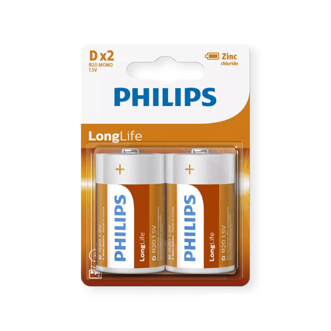 PHILIPS Batteries PHILIPS Longlife Zinc D Batteries 1.5 R20L2B/97