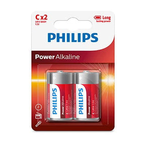 PHILIPS BATTERIES Philips Power Alkaline LR14 C Batteries 1.5v 2 Pack (7401334538329)