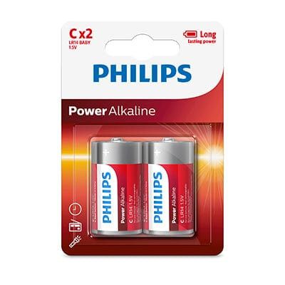 Battery R 14 Philips Power Alkaline LR14 C Batteries 1.5v 2 Pack – MHC World