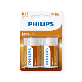PHILIPS PHILIPS Longlife Zinc D Batteries 1.5 R20L2B/97 (7351405838425)