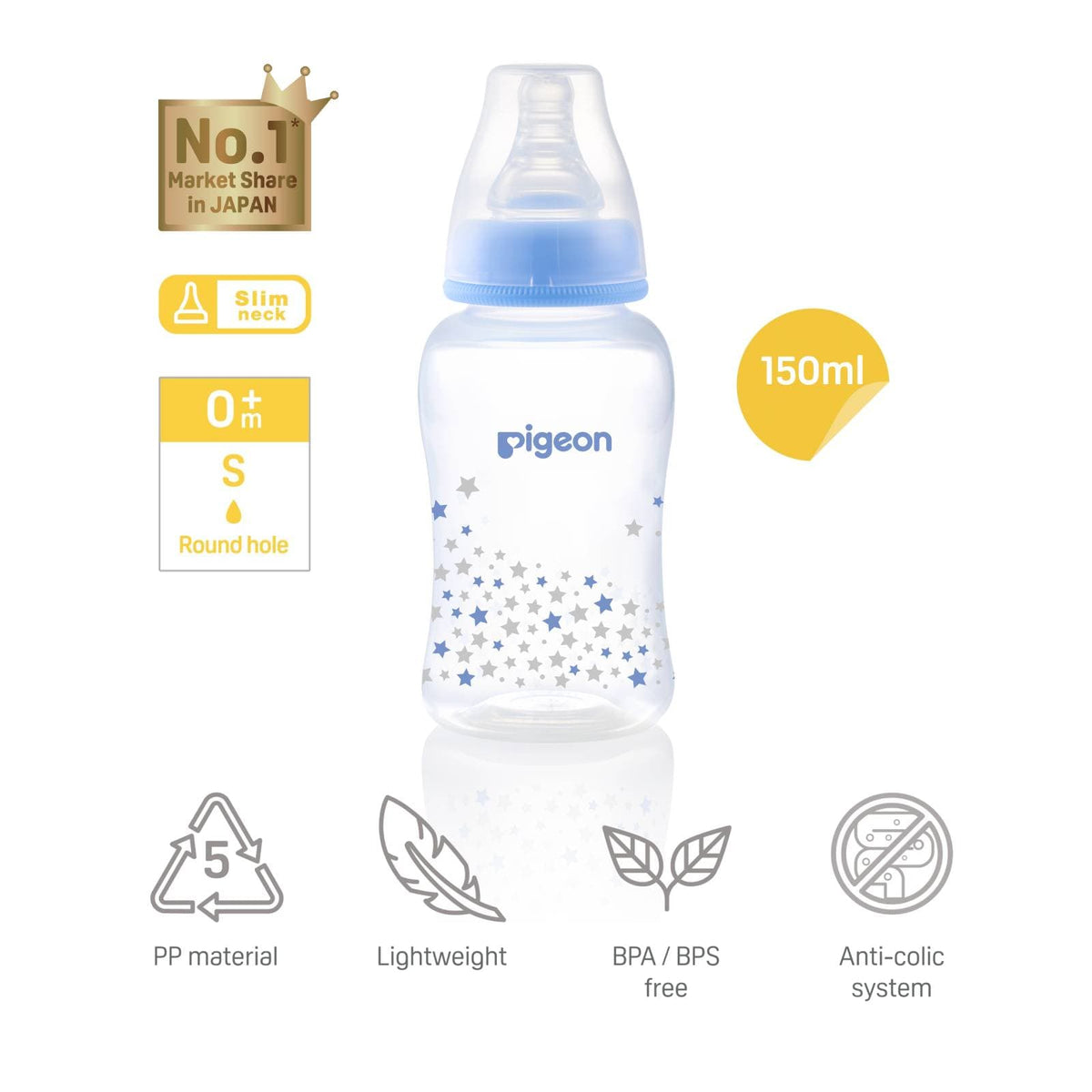 Pigeon Babies & Kids Pigeon Flexible Slim Neck PP Bottle 150ml SEL-8282 (7422861574233)