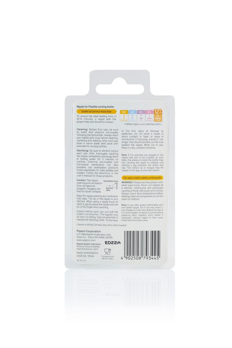 Pigeon Babies & Kids Pigeon Slim Neck Peristaltic Nipple LL Hole 2 Piece SEL-1944 (7422872354905)
