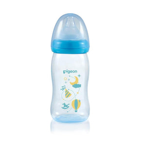 Pigeon Babies & Kids Pigeon SofPouch Peri Plus Clear PP Feeding Bottle Blue 240ml (7422186848345)