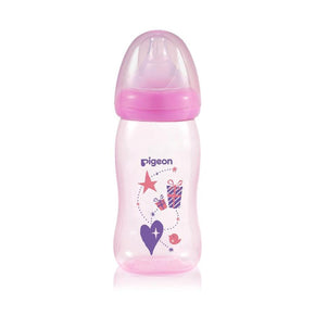 Pigeon Babies & Kids Pigeon SofPouch Peri Plus Clear PP Feeding Bottle Pink 240ml (7422105190489)