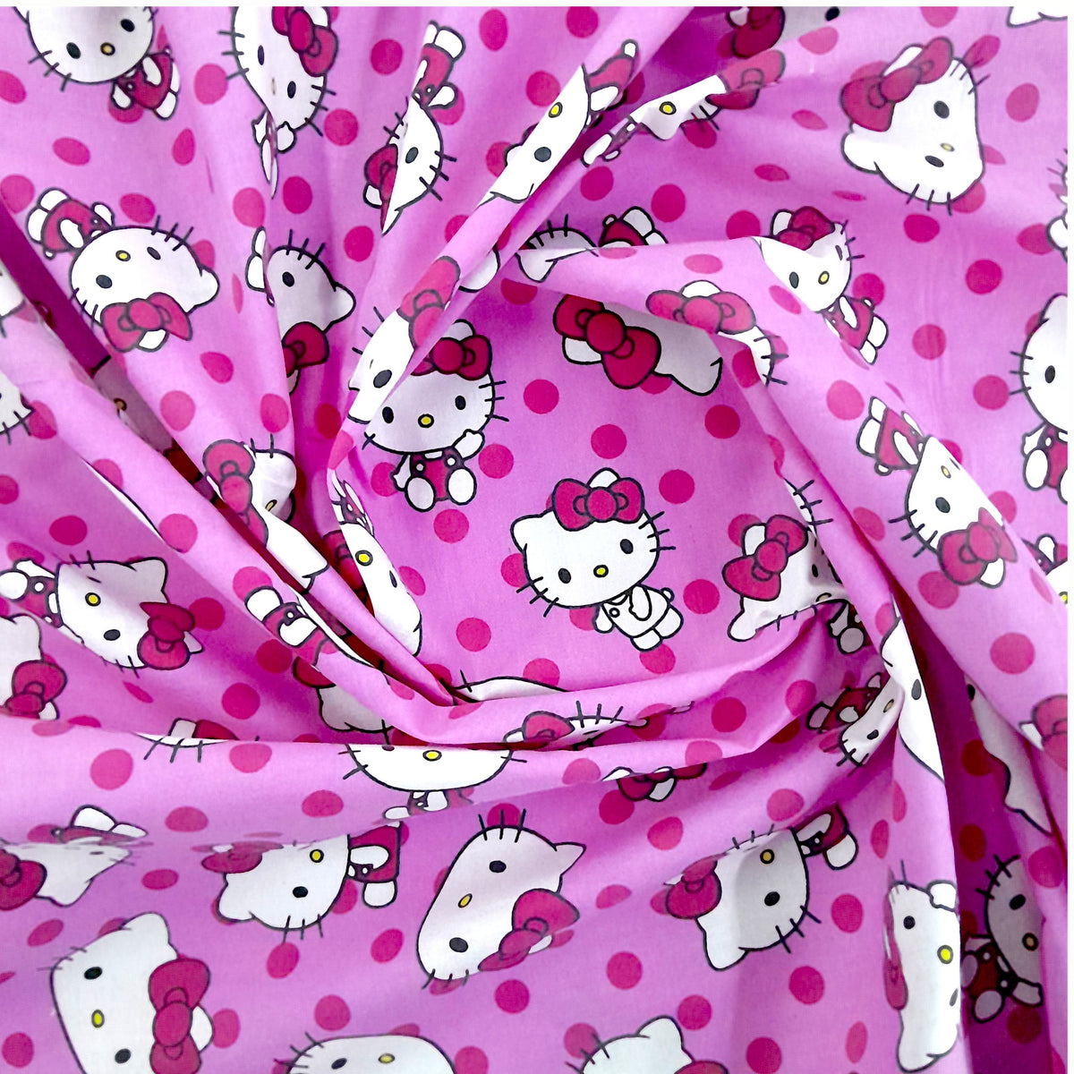 100% Printed Cotton Sheeting Hello Kitty Pink Fabric  240 cm