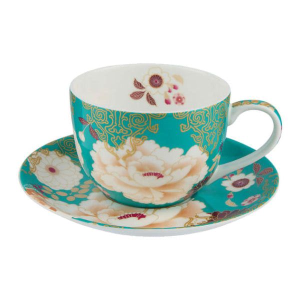Maxwell & Williams Kimono Cup & Saucer 300ml Teal PK0411