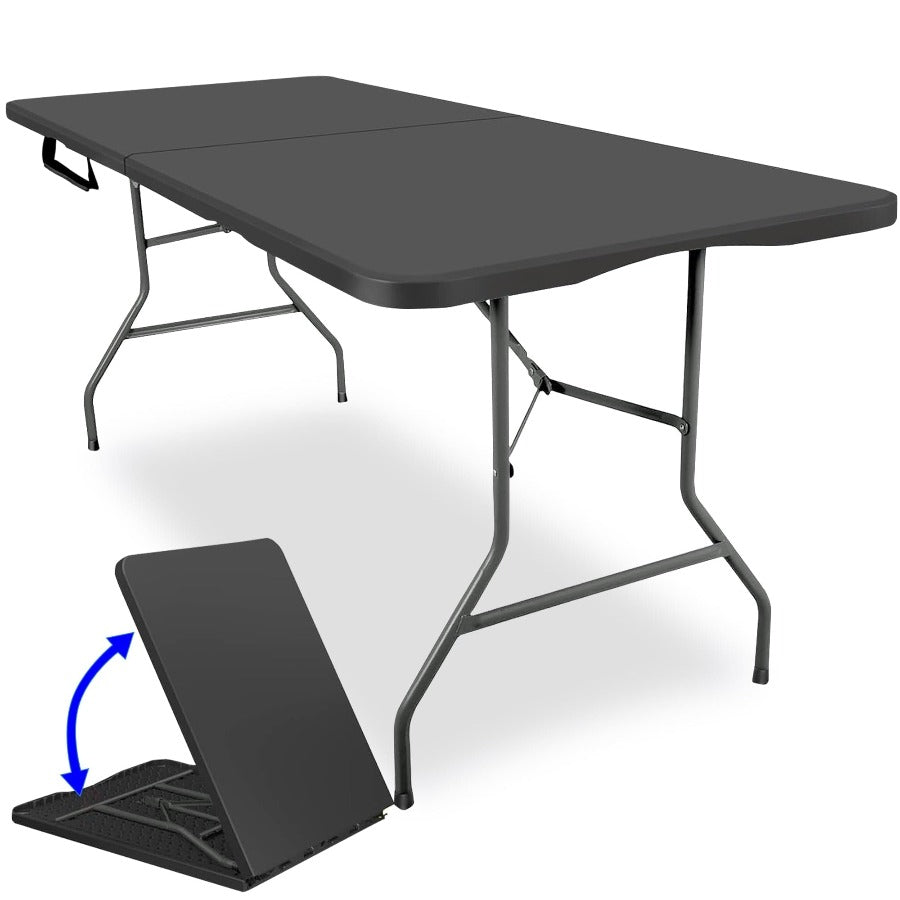 plastic Table table Rectangular Event Fold In Half Table 180cm Black (7121596317785)