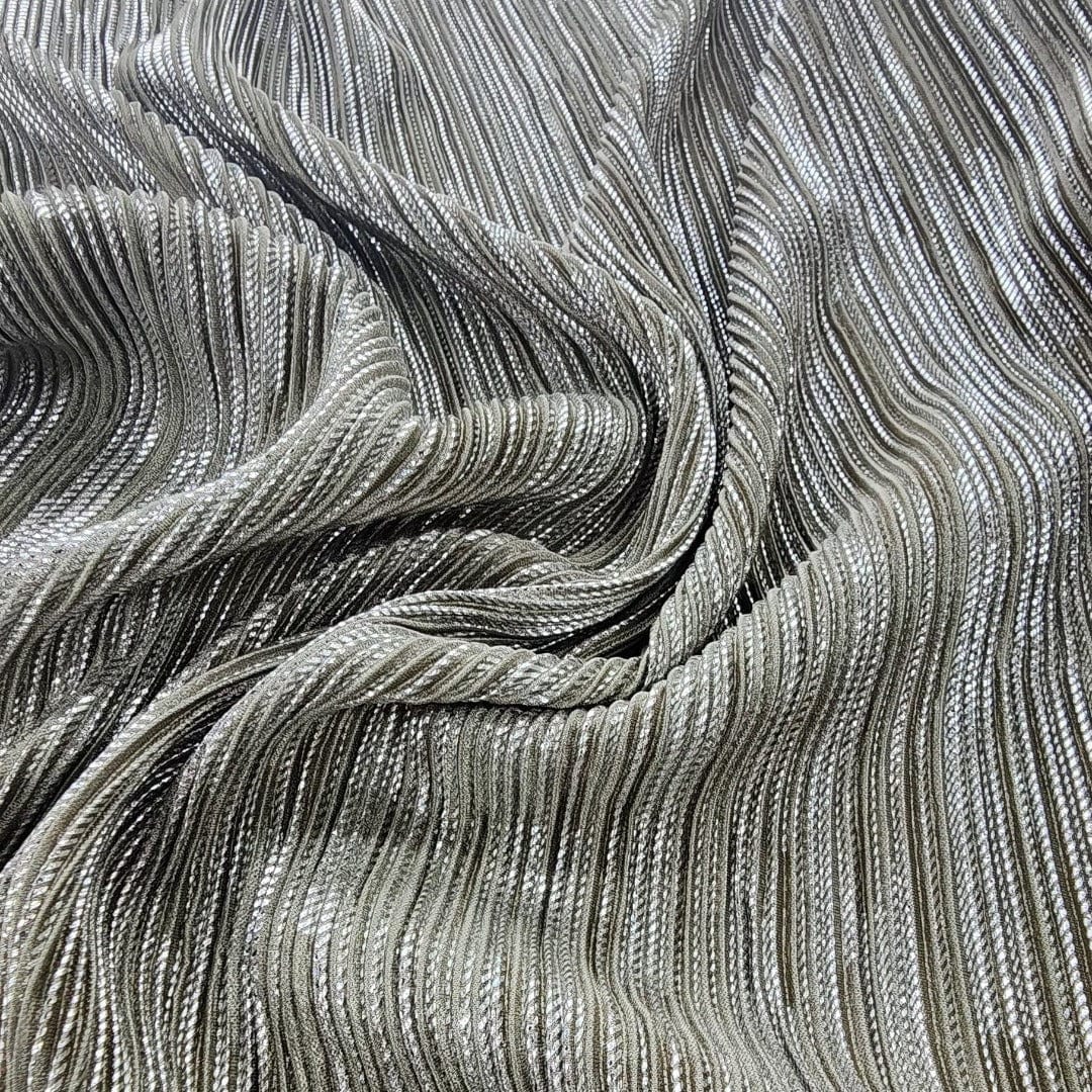PLEATED SATIN Dress Fabrics Moss Stone Pleated Foil Opal Fabric 150cm (7564607651929)