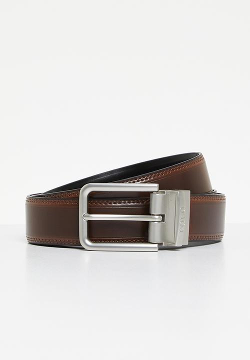 Polo Belts Polo Perry Coated Leather Belt Black/ Brown (7781718261849)