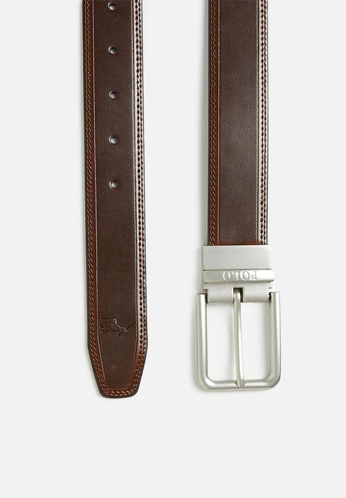 Polo Belts Polo Perry Coated Leather Belt Black/ Brown (7781718261849)