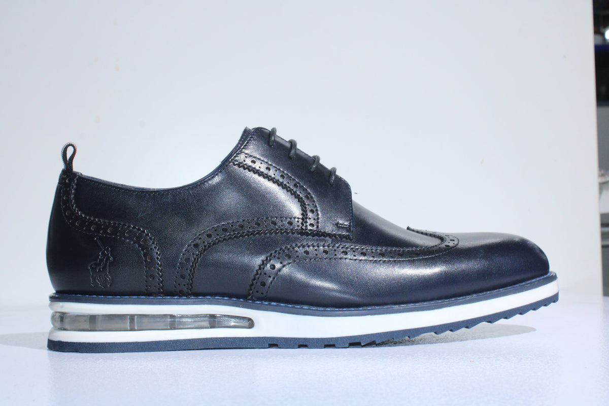 Polo Casual Shoes Polo Leather Brogue Casual  Lace Up Navy