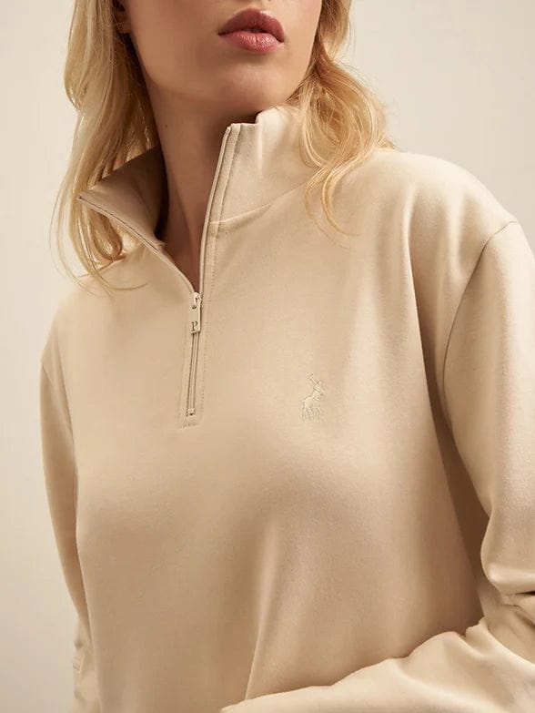 Polo Dress Ladies Long Sleeve Sweat Dress Stone (7289516818521)