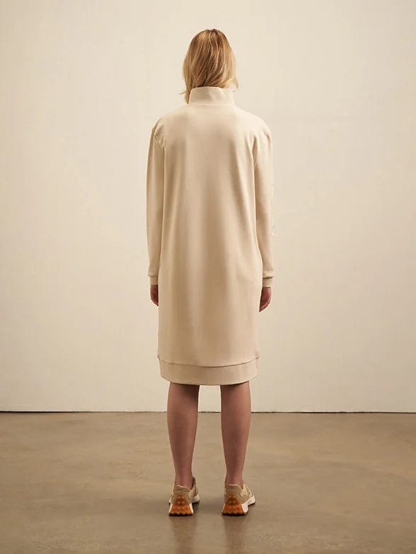 Polo Dress Ladies Long Sleeve Sweat Dress Stone (7289516818521)