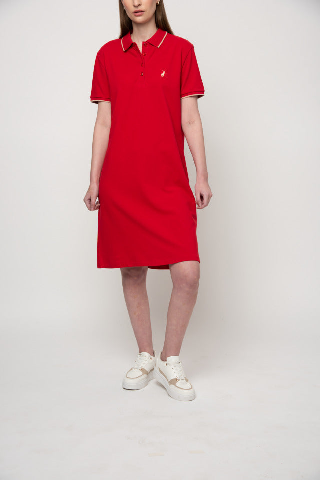 Polo Dress M Polo Women Leah Short Sleeve Golfer Dress Red