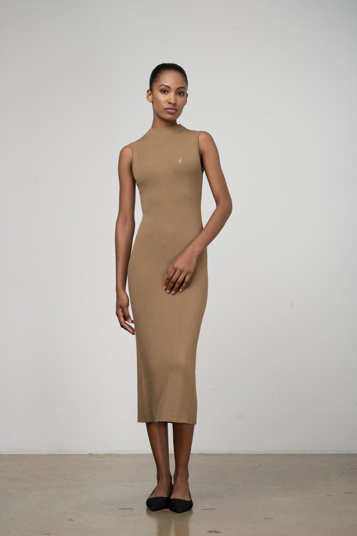 Polo Dress Polo Women Dafne Mock Neck Dress Camel