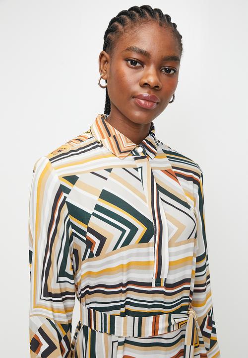 Polo Dress Polo Women Jackie Printed Long Sleeve Dress Dark Green