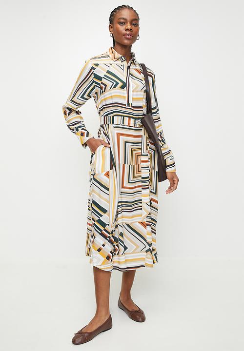 Polo Dress Polo Women Jackie Printed Long Sleeve Dress Dark Green