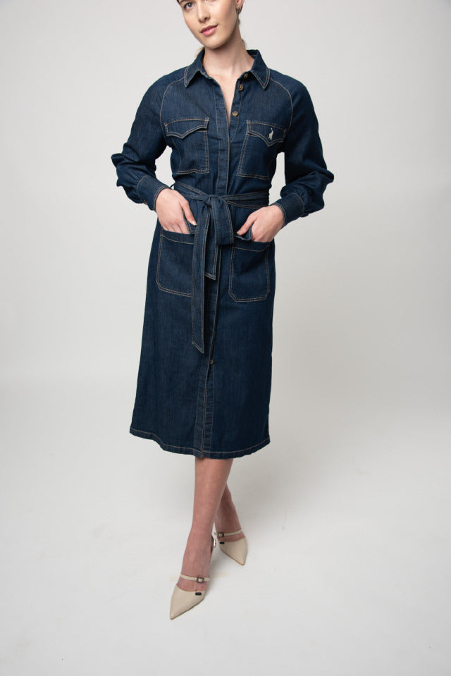 Polo Dress Polo Women Lynn Long Sleeve Denim Dress Dark Wash