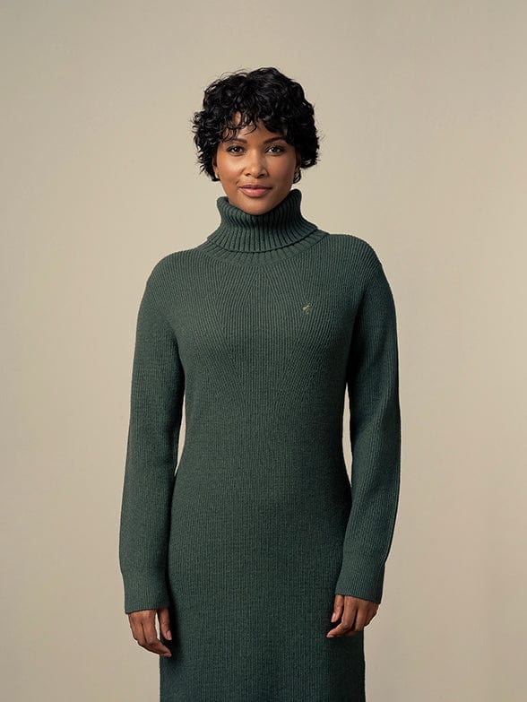 Polo Dress Polo Women Olivia Long Sleeve Roll Neck Knit Dress Forest Green