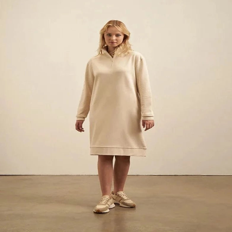 Polo Dress Size Small Ladies Long Sleeve Sweat Dress Stone (7289516818521)