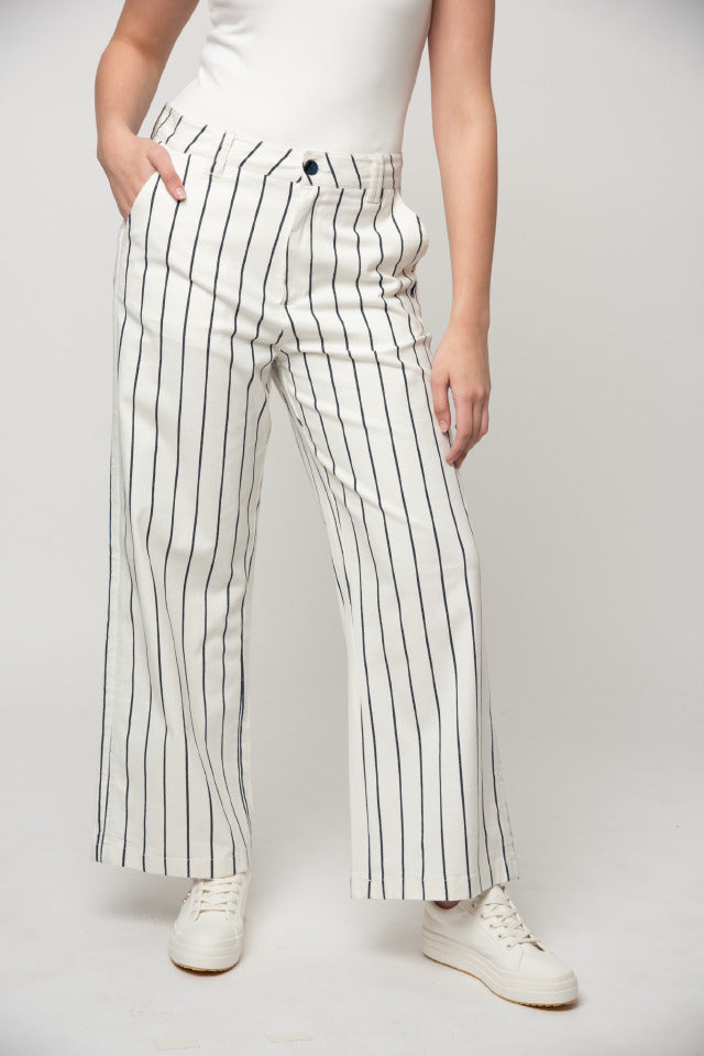 Polo Formal Trouser Polo Women Sarah Stripe Wide Leg Chino Off White
