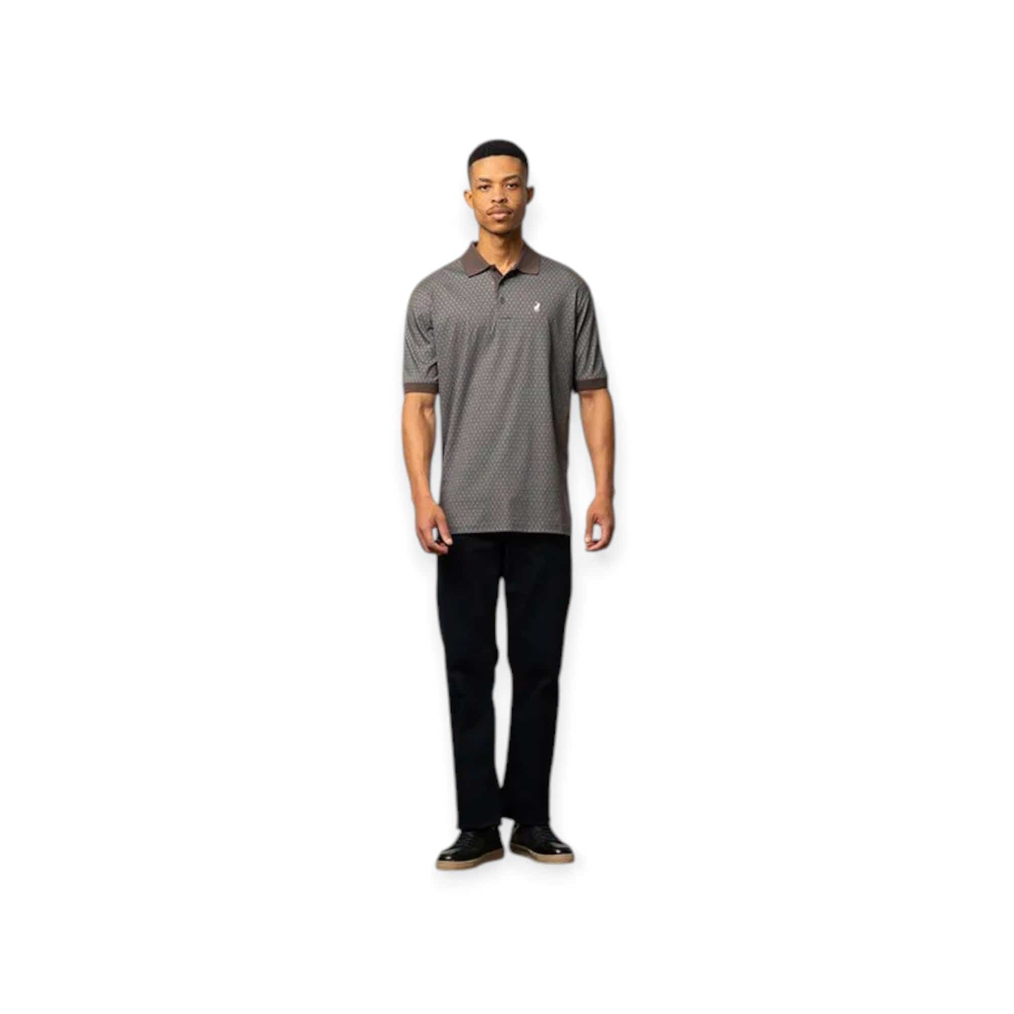Polo Golf T Shirt Mens Geo Printed Double Mercerised Short Sleeve Golfer