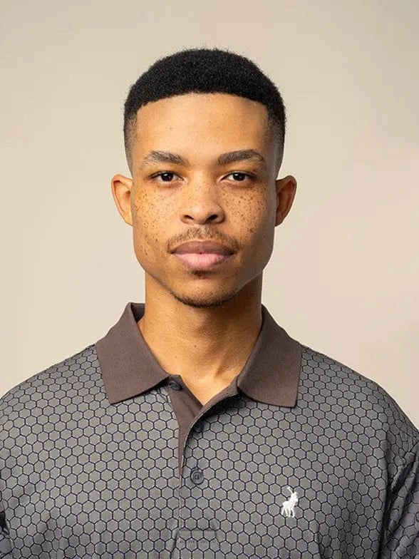 Polo Golf T Shirt Mens Geo Printed Double Mercerised Short Sleeve Golfer