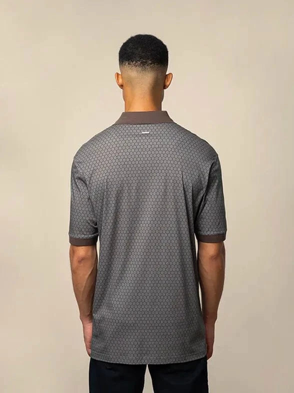 Polo Golf T Shirt Mens Geo Printed Double Mercerised Short Sleeve Golfer