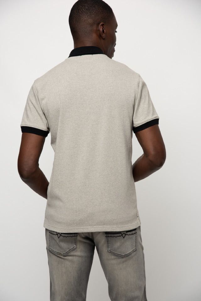Polo Golf t-shirt Polo Contrast Collar Piping Golfer Stone