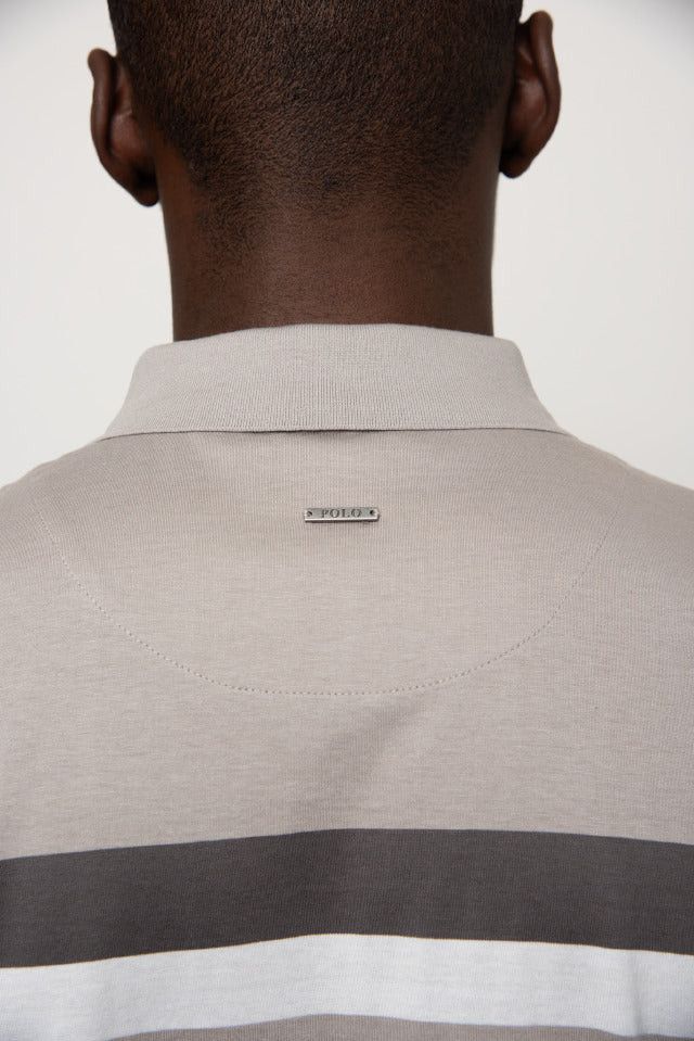 Polo Golf T Shirt Polo Double Mercerised Stripe Golfer Brown