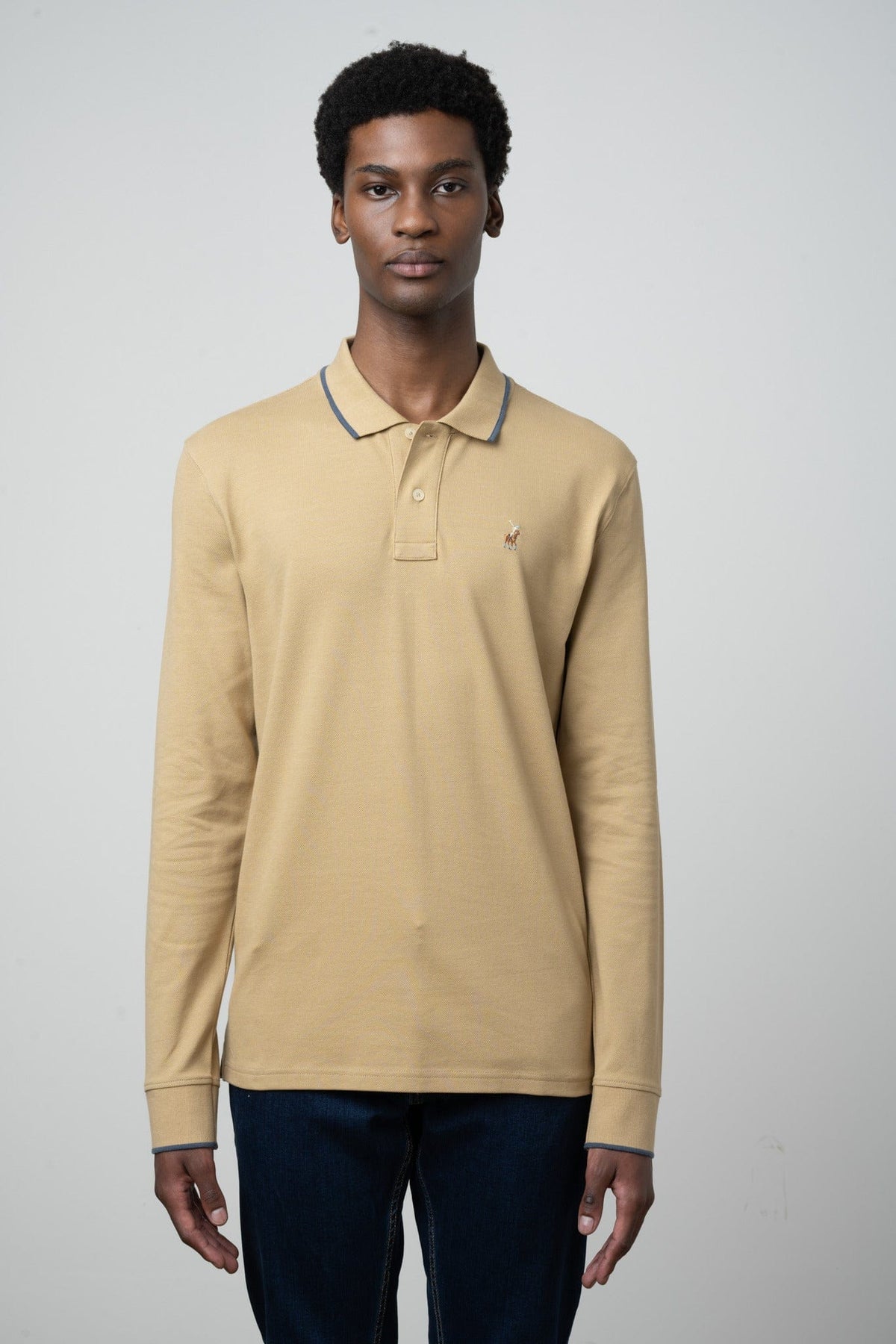 Polo Golf T Shirt Polo Essential Pique Long Sleeve Golfer Stone