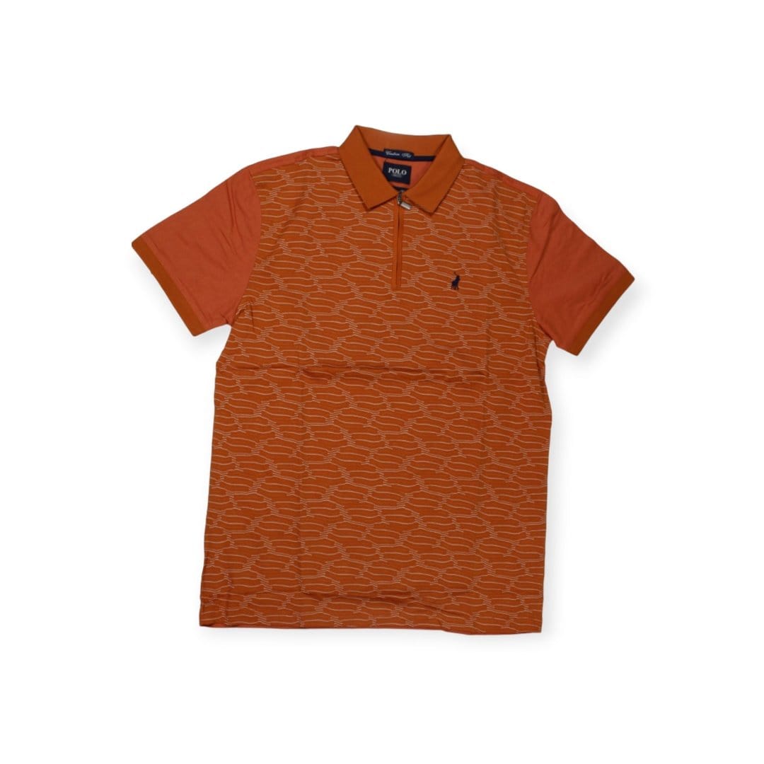 Polo Golf T Shirt Polo Men's Jacquard Short Sleeve Golfer Orange (7786825547865)