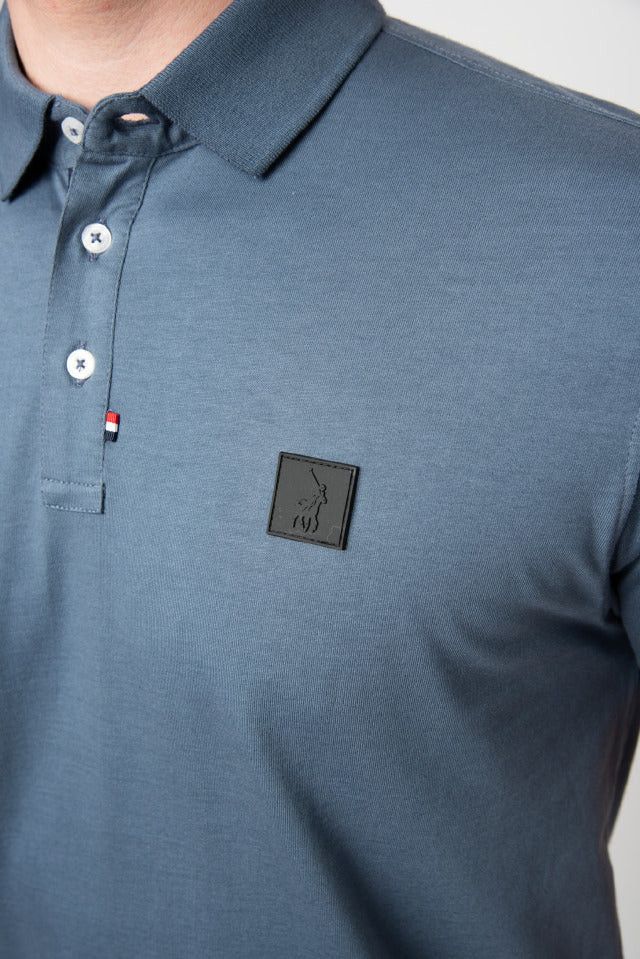 Polo Golf T Shirt Polo Mens Active Bagde Short Sleeve Golfer Blue
