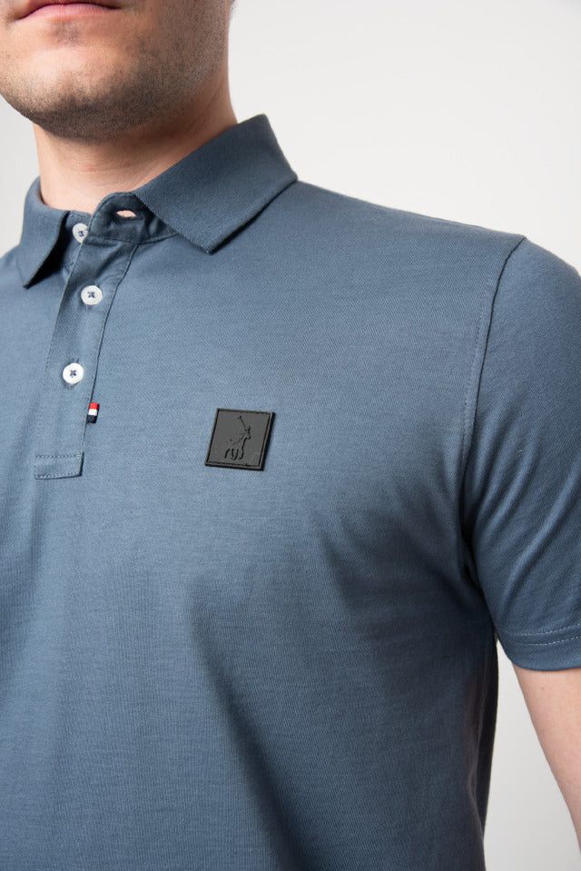 Polo Golf T Shirt Polo Mens Active Bagde Short Sleeve Golfer Blue