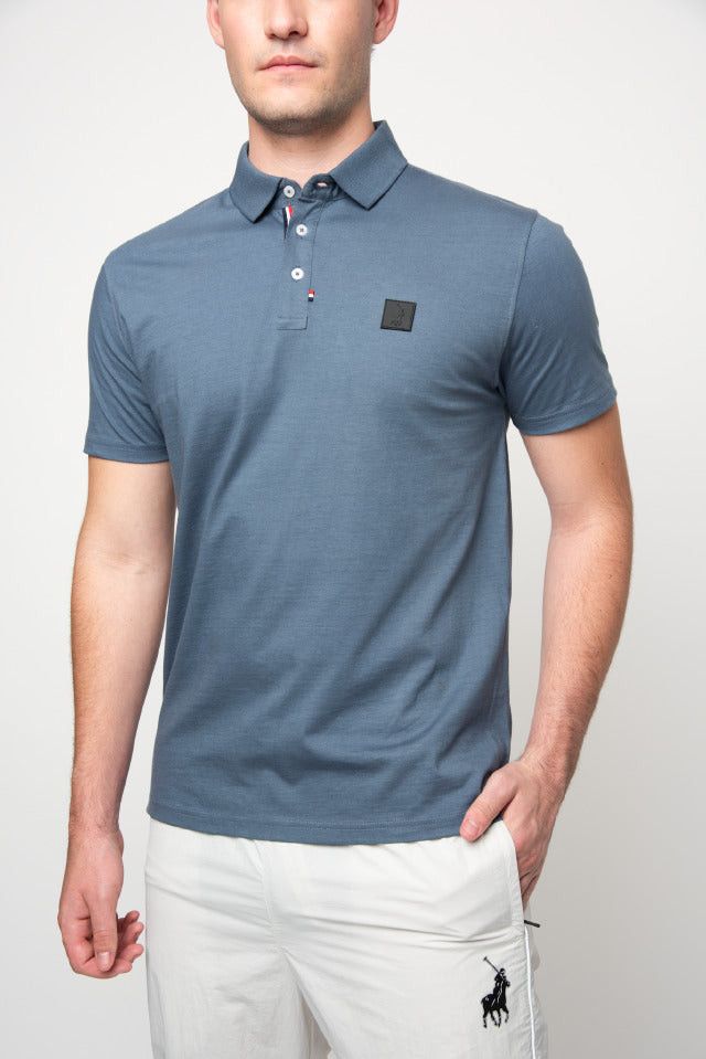 Polo Golf T Shirt Polo Mens Active Bagde Short Sleeve Golfer Blue