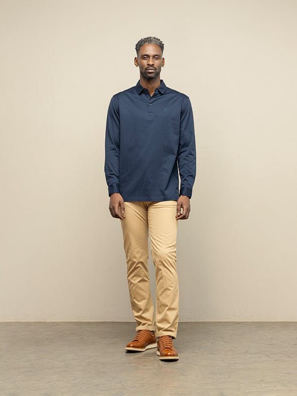 Polo Golf T Shirt Polo Mens Long Sleeve Double Mercerised Plain Golfer