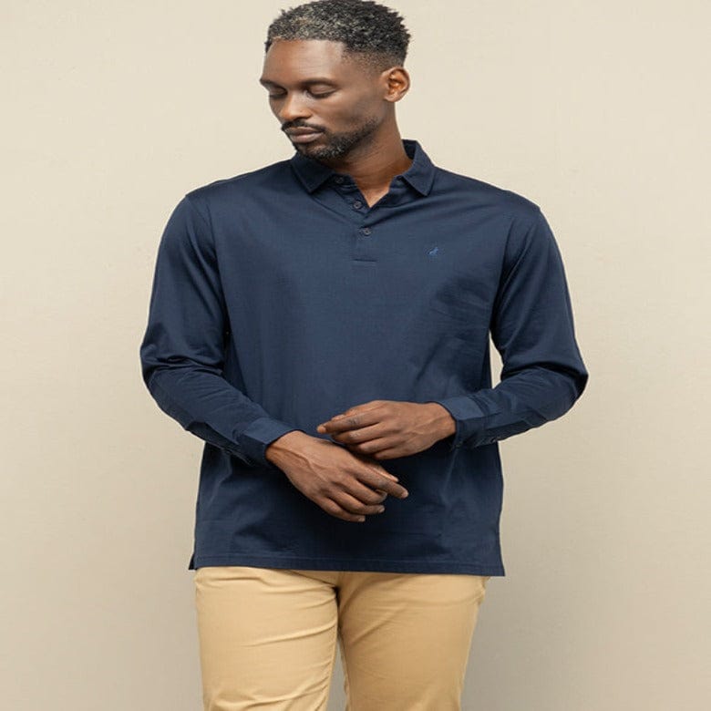 Polo Golf T Shirt Polo Mens Long Sleeve Double Mercerised Plain Golfer (7660503990361)