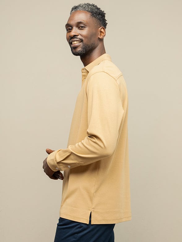 Polo Golf T Shirt Polo Mens Long Sleeve Mercerised Golfer (7658996072537)