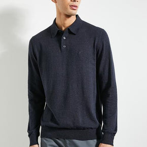 Polo Golf T Shirt S Mens Cotton Long sleeve Golfer Knitwear - Navy