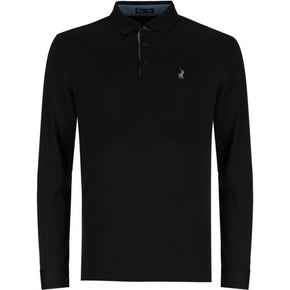 Polo Golf T Shirt S Polo Double Yarn Long Sleeve Golfer Mens Black