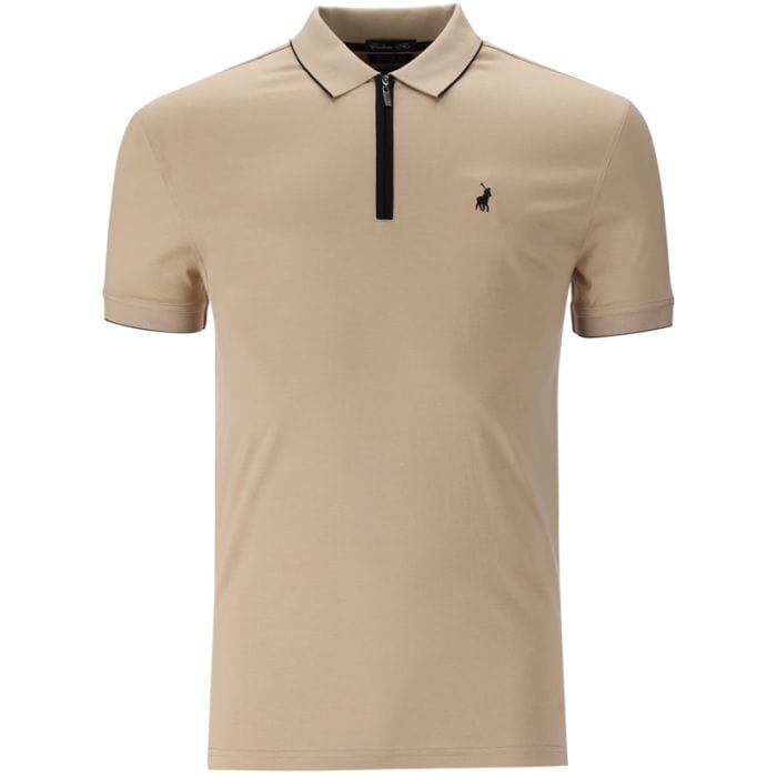 Polo Golf T Shirt S Polo Plain Quarter Zip Golfer Mens Camel