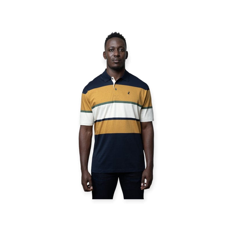 Polo Golf T Shirt S Polo Stripe Double Mercerised Short Sleeve Golfer Navy