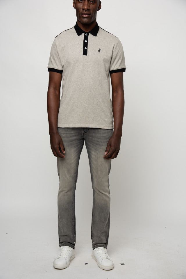 Polo Golf t-shirt Xs Polo Contrast Collar Piping Golfer Stone