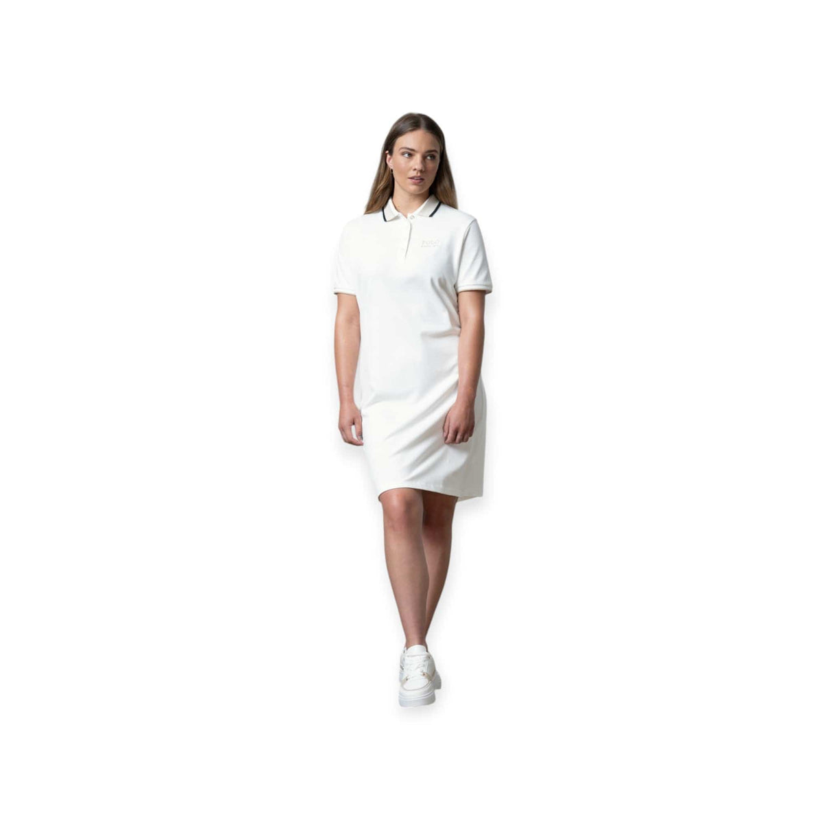 Polo Golfer Dress Polo Women Macey Short Sleeve Tipped Golfer Dress Off White