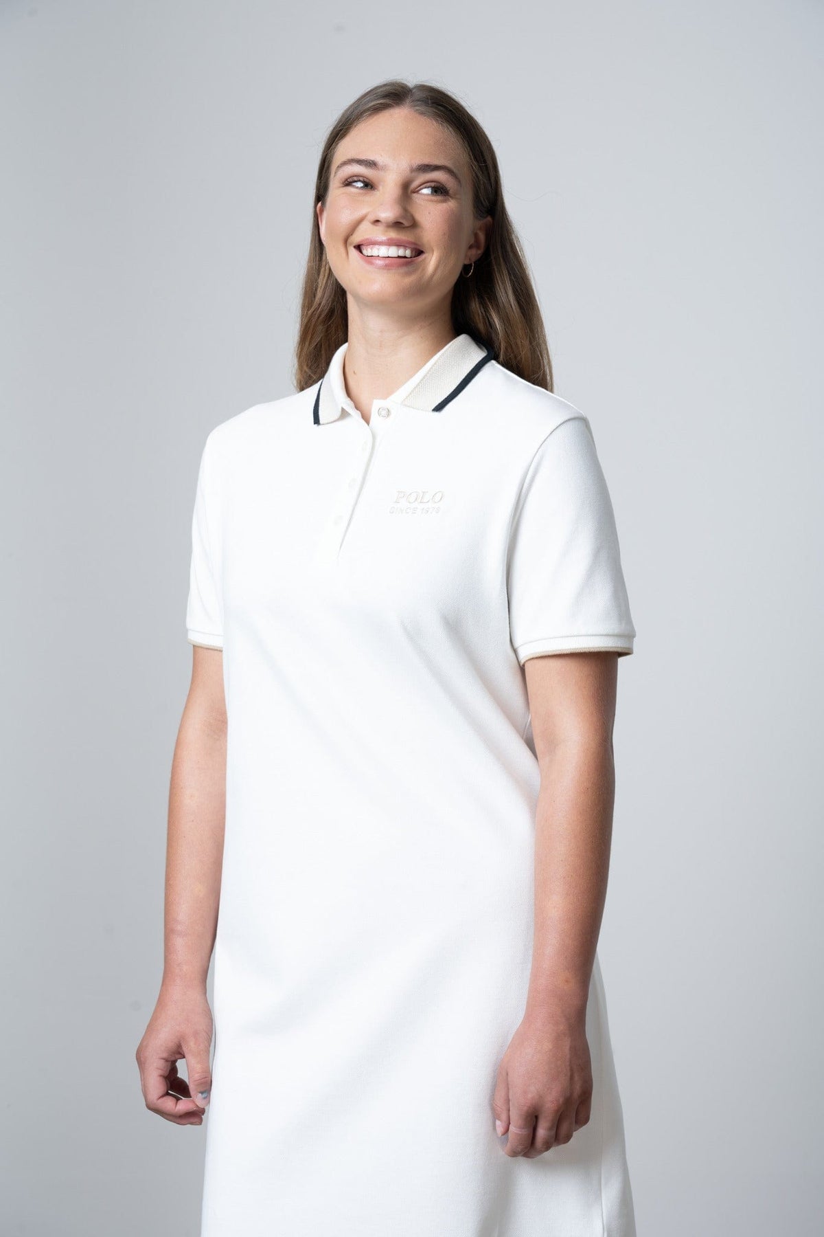 Polo Golfer Dress Polo Women Macey Short Sleeve Tipped Golfer Dress Off White