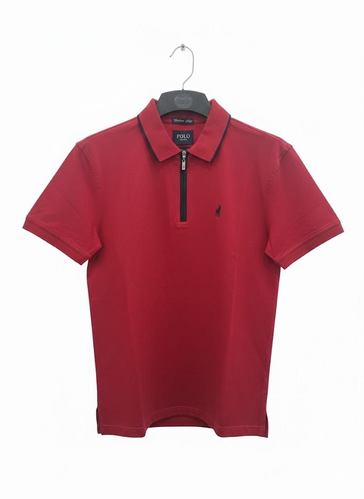polo Golfer Mens Plain Zip Merc Golfer Red 0039391
